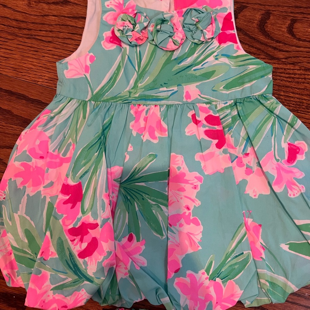 Lilly Pulitzer Pink and Green Floral Dress 12-18 months